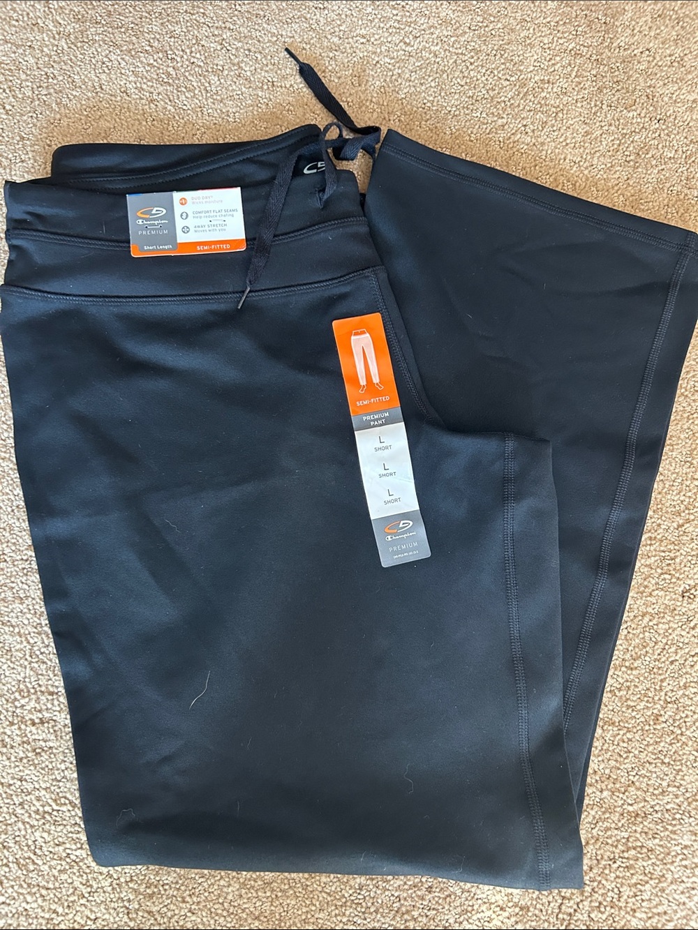 Champion Women’s Size L short in length- Black Performance Pants